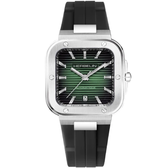 Мъжки ръчен часовник с автоматичен механизъм - корпус от Стомана - FKM - цвят Зелен Черен