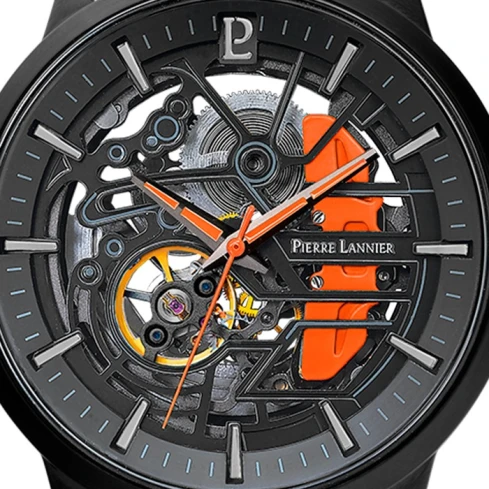 Мъжки ръчен часовник с автоматичен механизъм - корпус от Стомана - FKM - цвят Скелетон