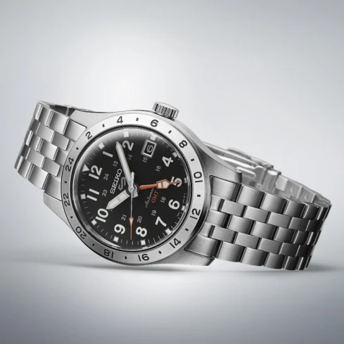 Мъжки ръчен часовник с автоматичен механизъм - корпус от Стомана - Стоманена верижка - цвят Черен Сив