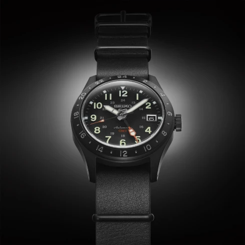 Мъжки ръчен часовник с автоматичен механизъм - корпус от Стомана - Естествена кожа - цвят Черен