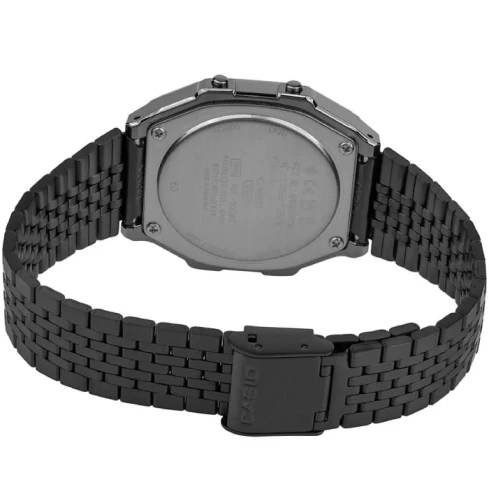 Унисекс ръчен часовник с кварцов механизъм - корпус от Полимер - Стоманена верижка - цвят Черен Черен