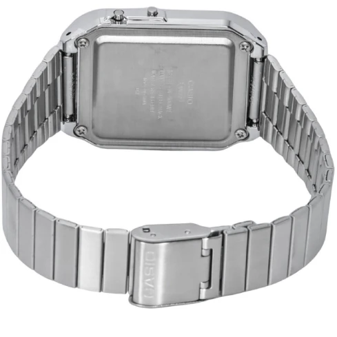 Мъжки ръчен часовник с кварцов механизъм - корпус от Полимер - Стоманена верижка - цвят Сив Сив