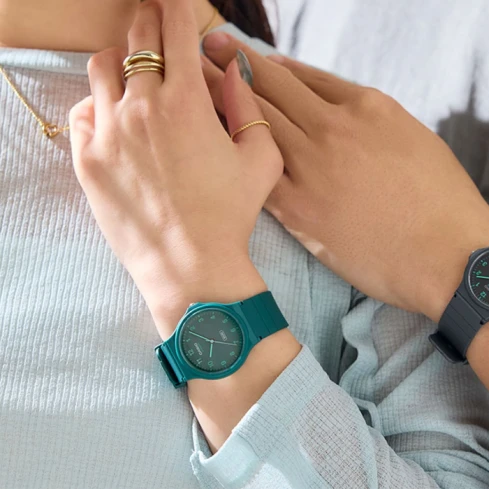 Унисекс ръчен часовник с кварцов механизъм - корпус от Полимер - Полимер - цвят Тюркоаз Тюркоаз