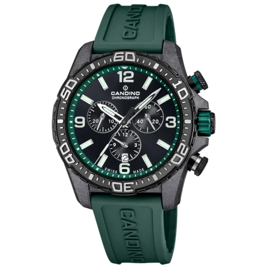 Мъжки ръчен часовник с кварцов механизъм - корпус от Карбон - Каучук - цвят Черен