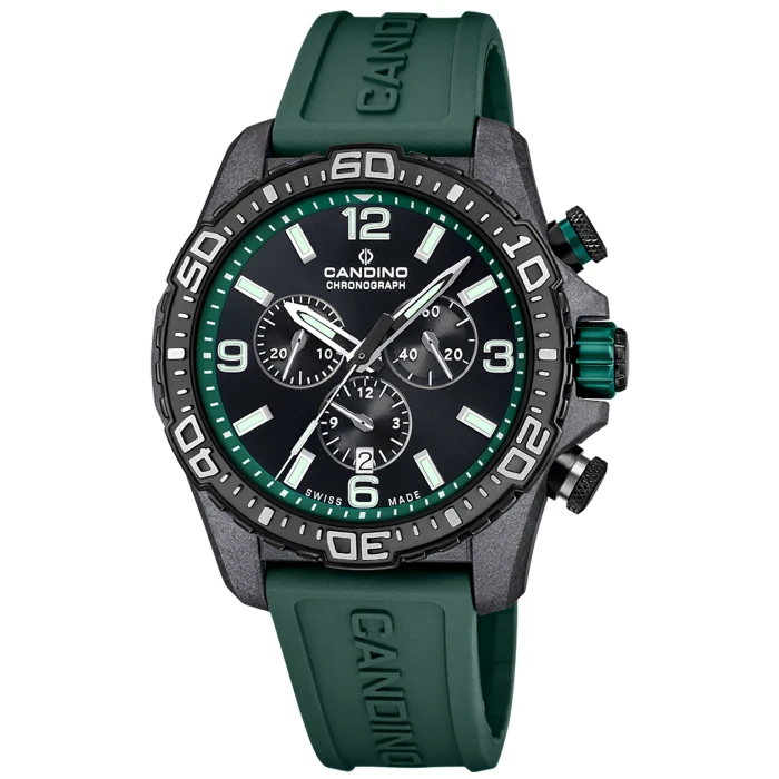 Мъжки ръчен часовник с кварцов механизъм - корпус от Карбон - Каучук - цвят Черен