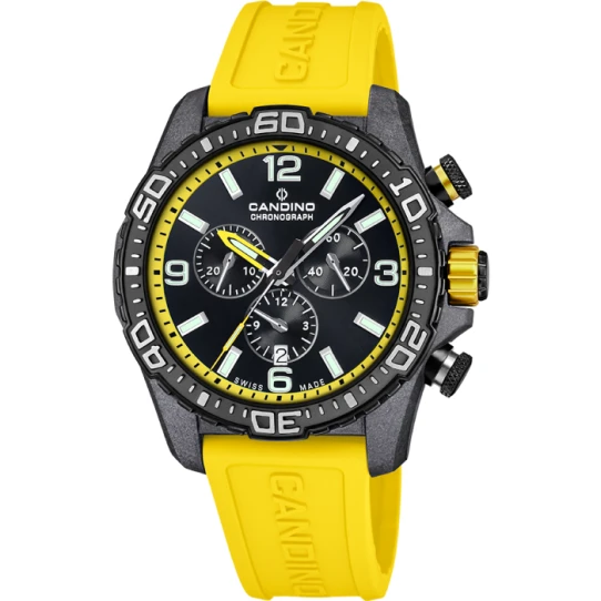 Мъжки ръчен часовник с кварцов механизъм - корпус от Карбон - Каучук - цвят Черен