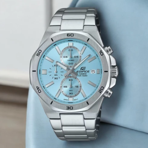 Мъжки ръчен часовник с кварцов механизъм - корпус от Стомана - Стоманена верижка - цвят Син