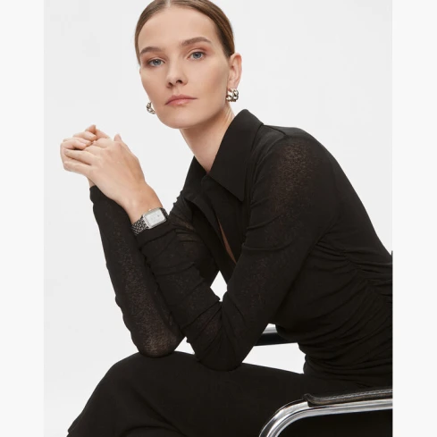 Дамски ръчен часовник с кварцов механизъм - корпус от Стомана - Стоманена верижка - цвят Седеф