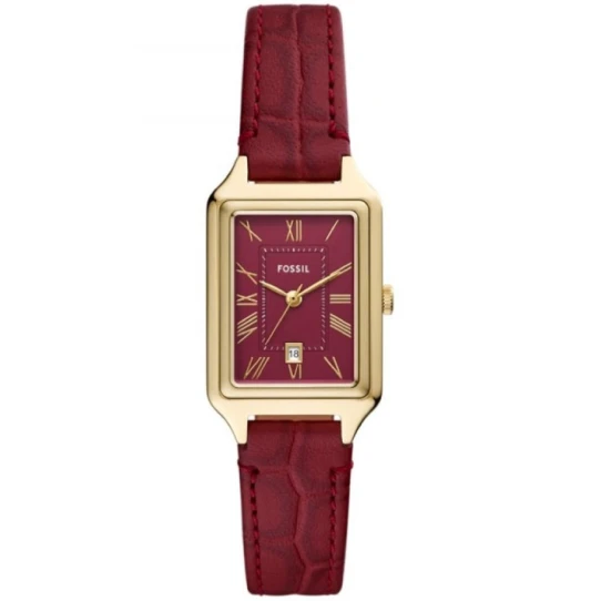 Дамски ръчен часовник с кварцов механизъм - корпус от Стомана - Естествена кожа - цвят Червен