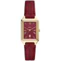 Дамски ръчен часовник с кварцов механизъм - корпус от Стомана - Естествена кожа - цвят Червен