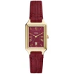 Дамски ръчен часовник с кварцов механизъм - корпус от Стомана - Естествена кожа - цвят Червен