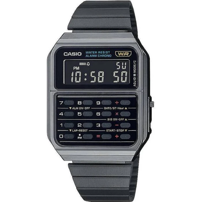 Мъжки ръчен часовник с кварцов механизъм - корпус от Полимер - Стоманена верижка - цвят Черен Черен