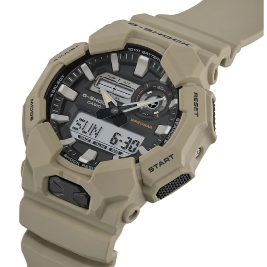 Мъжки ръчен часовник с кварцов механизъм - корпус от Стомана - Полимер - цвят Черен Бежов