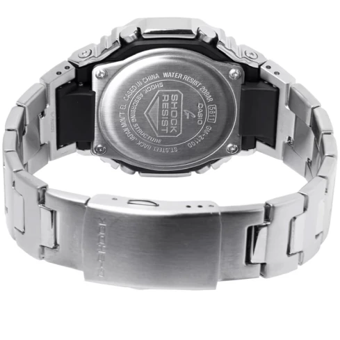 Мъжки ръчен часовник с кварцов механизъм - корпус от Полимер - Стоманена верижка - цвят Оранжев Черен