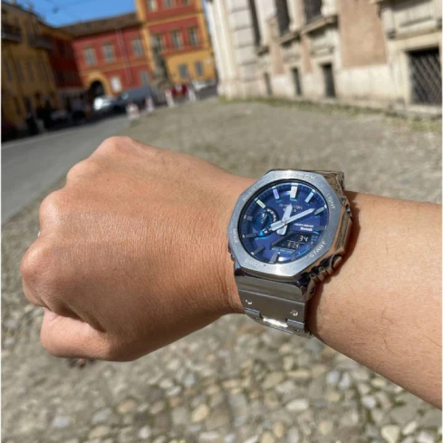 Мъжки ръчен часовник с кварцов механизъм - корпус от Стомана - Полимер - цвят Син Черен