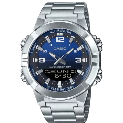 Мъжки ръчен часовник с кварцов механизъм - корпус от Стомана - Стоманена верижка - цвят Син Сив