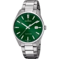 Мъжки ръчен часовник с кварцов механизъм - корпус от Стомана - Стоманена верижка - цвят Зелен Сив