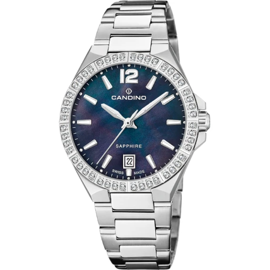 Дамски ръчен часовник с кварцов механизъм - корпус от Стомана - Стоманена верижка - цвят Седеф Сив