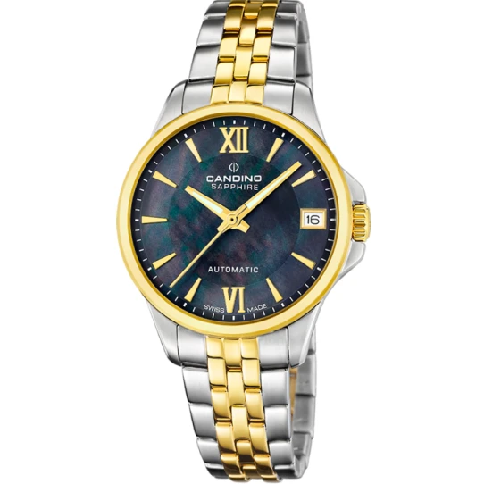 Дамски ръчен часовник с автоматичен механизъм - корпус от Стомана - Стоманена верижка - цвят Седеф Злато