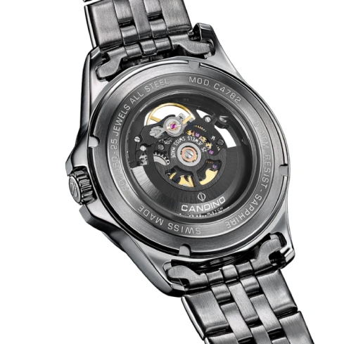 Мъжки ръчен часовник с автоматичен механизъм - корпус от Стомана - Стоманена верижка - цвят Скелетон Сив