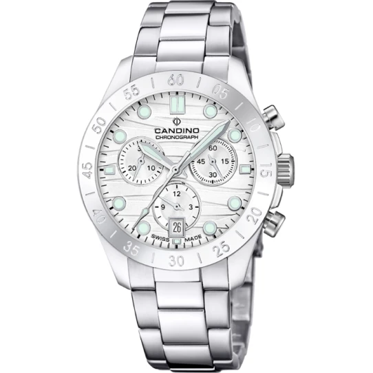 Дамски ръчен часовник с кварцов механизъм - корпус от Стомана - Стоманена верижка - цвят Бял Сив