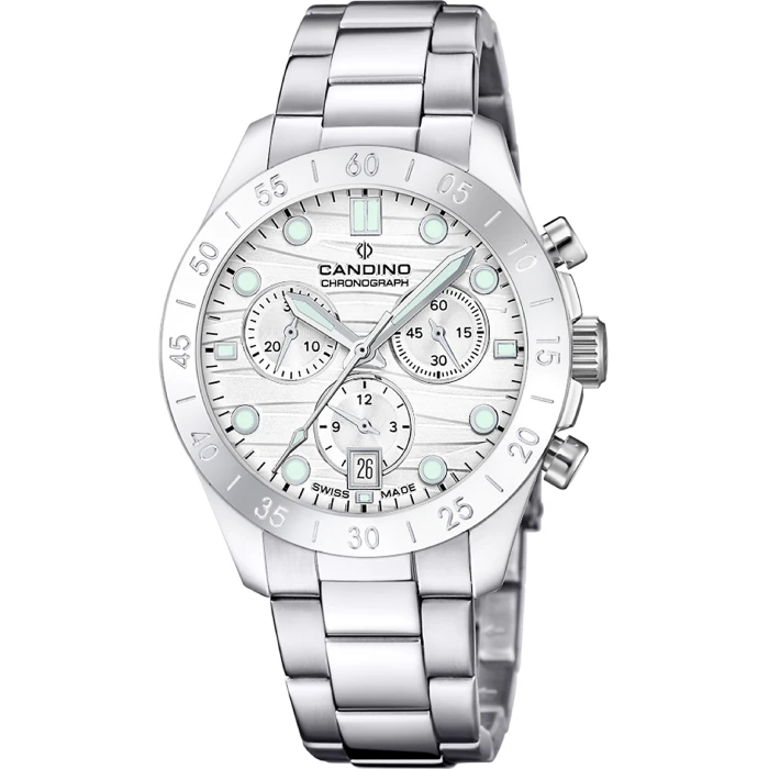 Дамски ръчен часовник с кварцов механизъм - корпус от Стомана - Стоманена верижка - цвят Бял Сив