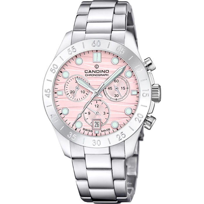 Дамски ръчен часовник с кварцов механизъм - корпус от Стомана - Стоманена верижка - цвят Розов Сив