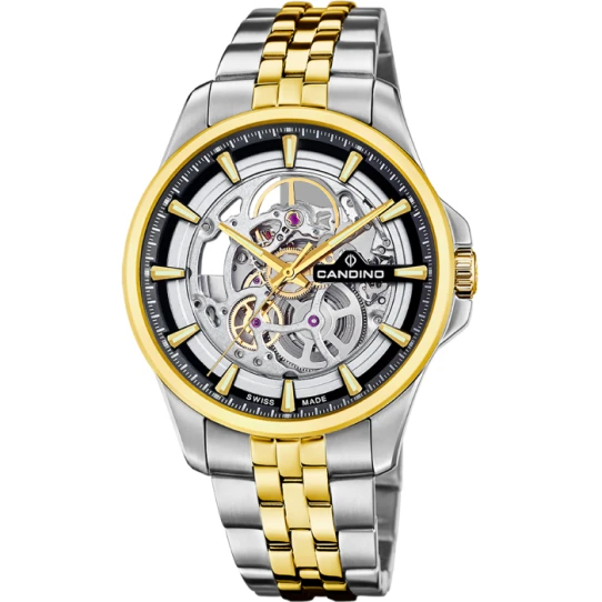 Мъжки ръчен часовник с автоматичен механизъм - корпус от Стомана - Стоманена верижка - цвят Скелетон Сив