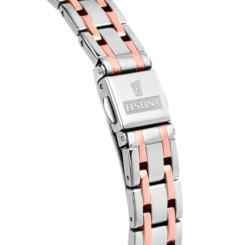 Дамски ръчен часовник с кварцов механизъм - корпус от Стомана - Стоманена верижка - цвят Седеф Розово Злато