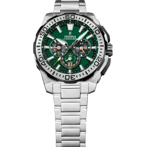 Мъжки ръчен часовник с кварцов механизъм - корпус от Стомана - Стоманена верижка - цвят Зелен Сив