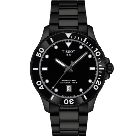 Мъжки ръчен часовник с кварцов механизъм - корпус от Стомана - Стоманена верижка - цвят Черен Черен