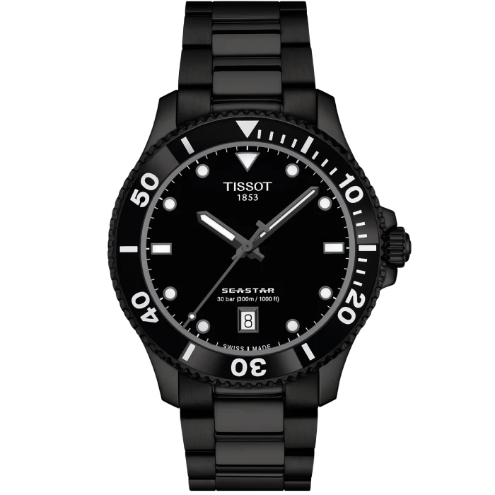 Мъжки ръчен часовник с кварцов механизъм - корпус от Стомана - Стоманена верижка - цвят Черен Черен