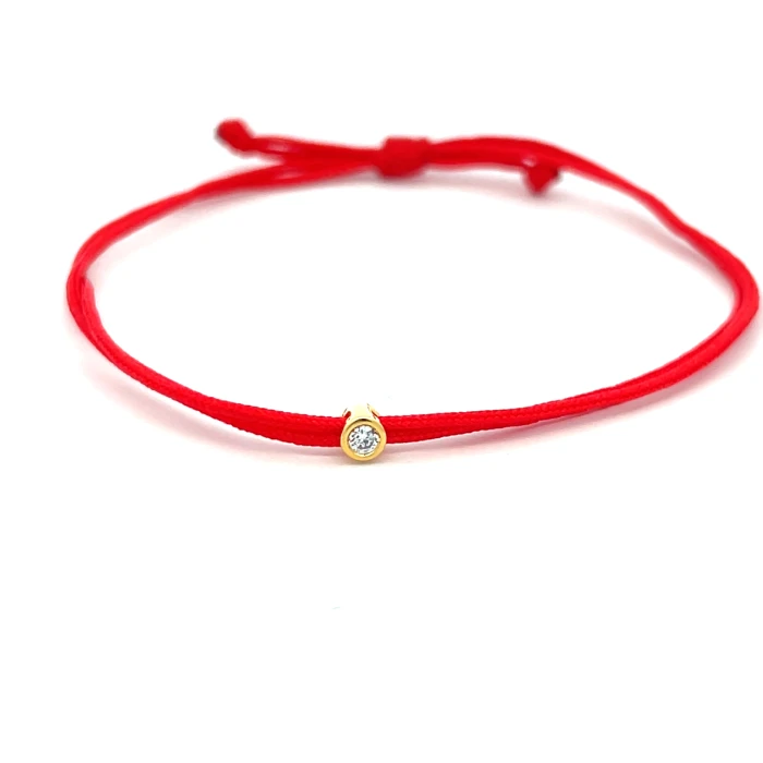 Унисекс гривна от 925 Сребро - с форма Амулет - Диаманти - Покритие от жълто злато