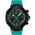 Мъжки ръчен часовник с кварцов механизъм - корпус от Стомана - Силиконова каишка - цвят Черен Тюркоаз