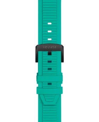 Мъжки ръчен часовник с кварцов механизъм - корпус от Стомана - Силиконова каишка - цвят Черен Тюркоаз
