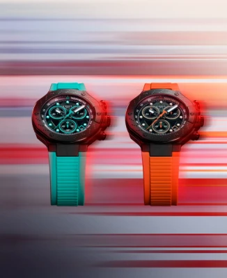 Мъжки ръчен часовник с кварцов механизъм - корпус от Стомана - Силиконова каишка - цвят Черен Тюркоаз