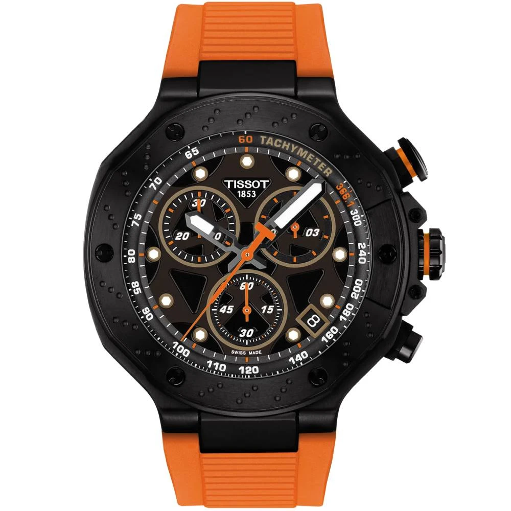 Мъжки ръчен часовник с кварцов механизъм - корпус от Стомана - Силиконова каишка - цвят Черен Тюркоаз