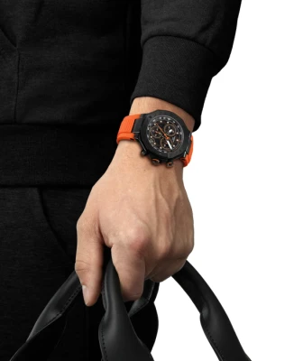 Мъжки ръчен часовник с кварцов механизъм - корпус от Стомана - Силиконова каишка - цвят Черен Тюркоаз