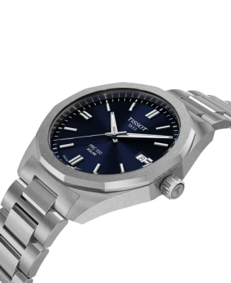 Мъжки ръчен часовник с кварцов механизъм - корпус от Стомана - Стоманена верижка - цвят Син Сив