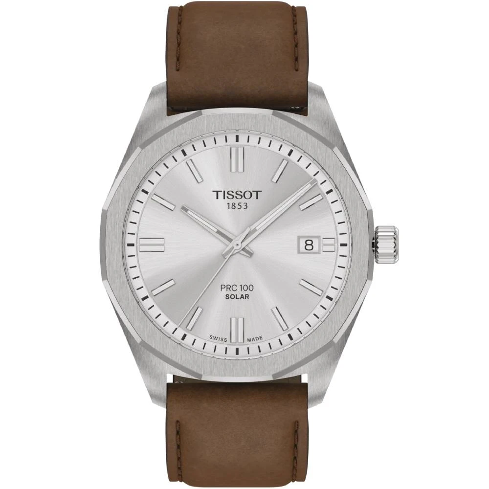 Мъжки ръчен часовник с кварцов механизъм - корпус от Стомана - Естествена кожа - цвят Сребрист Сив