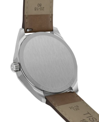 Мъжки ръчен часовник с кварцов механизъм - корпус от Стомана - Естествена кожа - цвят Сребрист Сив