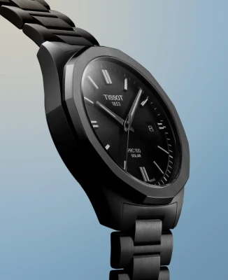 Мъжки ръчен часовник с кварцов механизъм - корпус от Стомана - Стоманена верижка - цвят Черен Сив