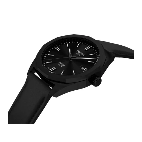 Мъжки ръчен часовник с кварцов механизъм - корпус от Стомана - Естествена кожа - цвят Черен Сив