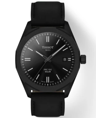 Мъжки ръчен часовник с кварцов механизъм - корпус от Стомана - Естествена кожа - цвят Черен Сив