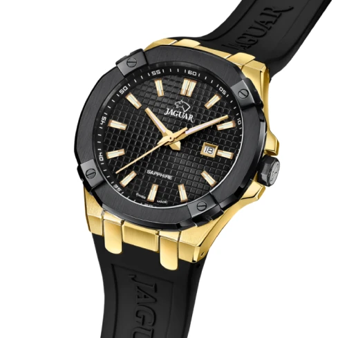 Мъжки ръчен часовник с кварцов механизъм - корпус от Стомана - Силиконова каишка - цвят Черен Черен