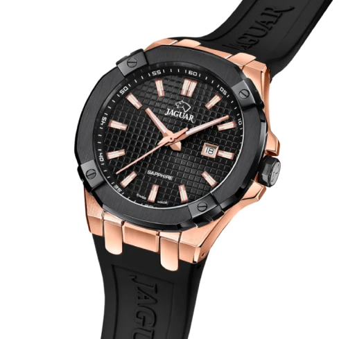 Мъжки ръчен часовник с кварцов механизъм - корпус от Стомана - Силиконова каишка - цвят Черен Черен