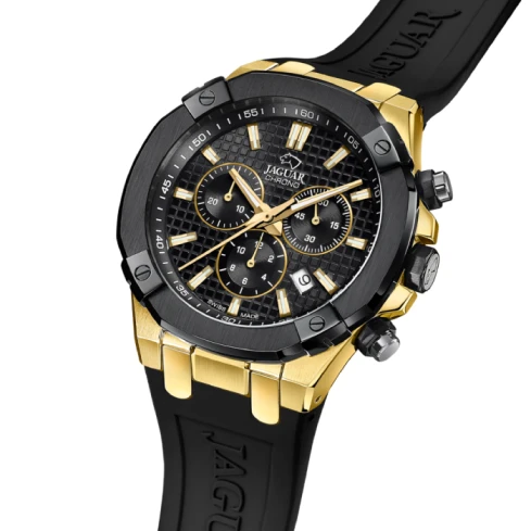 Мъжки ръчен часовник с кварцов механизъм - корпус от Стомана - Силиконова каишка - цвят Черен Черен