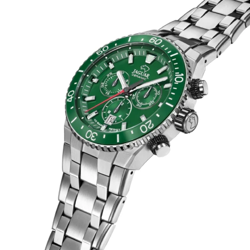 Мъжки ръчен часовник с кварцов механизъм - корпус от Стомана - Стоманена верижка - цвят Зелен Сив