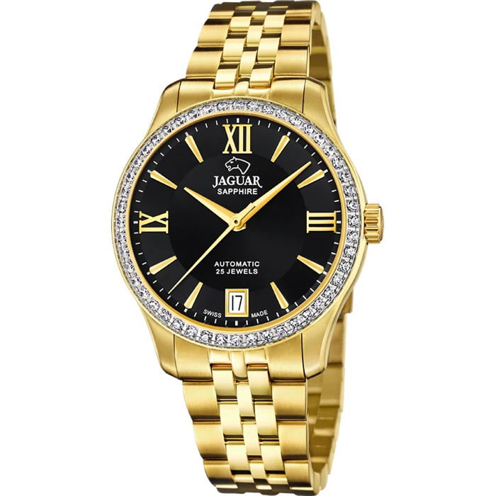 Дамски ръчен часовник с автоматичен механизъм - корпус от Стомана - Стоманена верижка - цвят Черен Сив