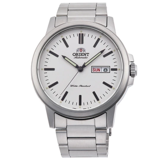 Мъжки ръчен часовник с кварцов механизъм - корпус от Стомана - Стоманена верижка - цвят Бял Сив